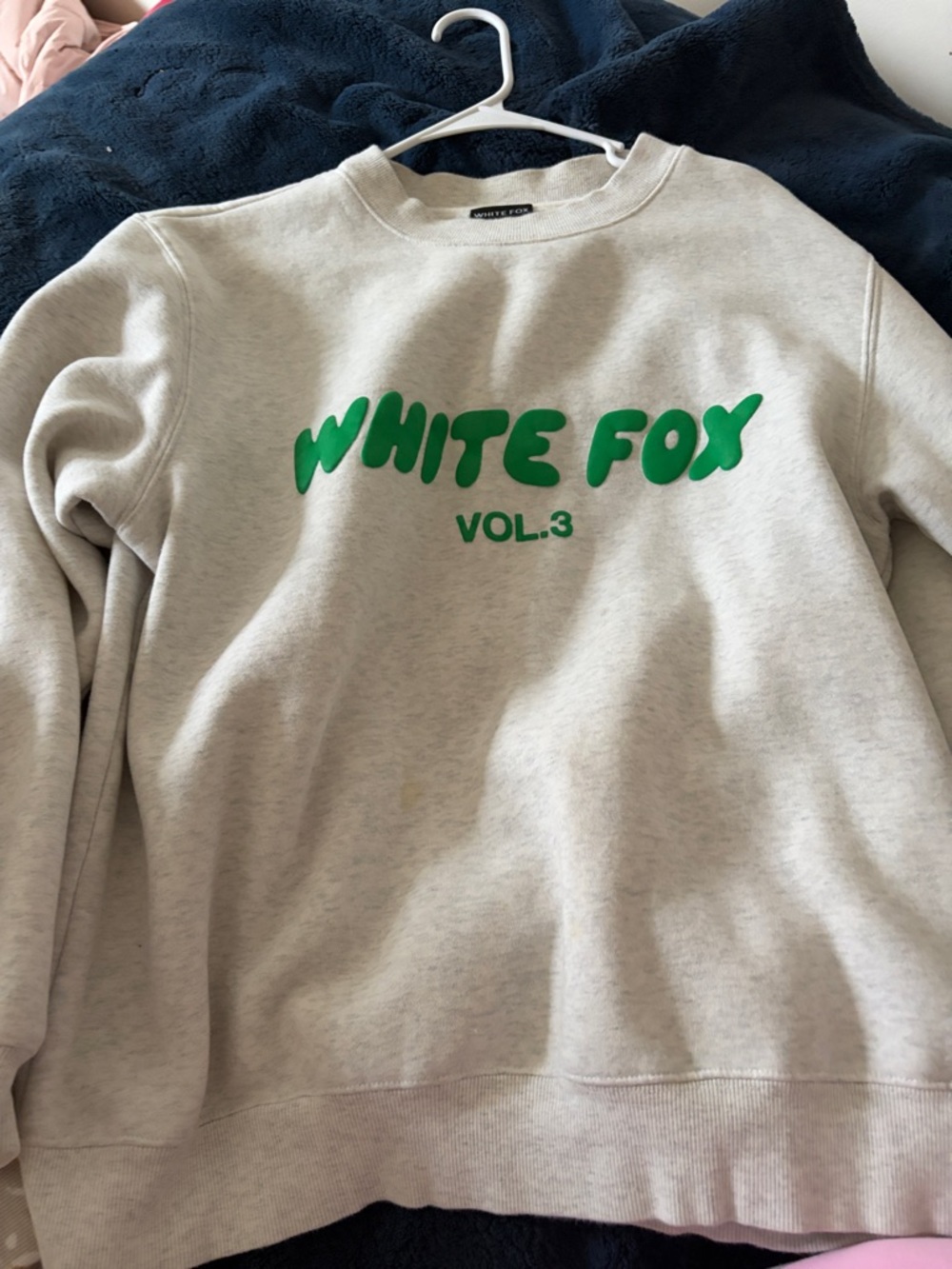 White Fox Boutique Cream Sweatshirt with Green Logo